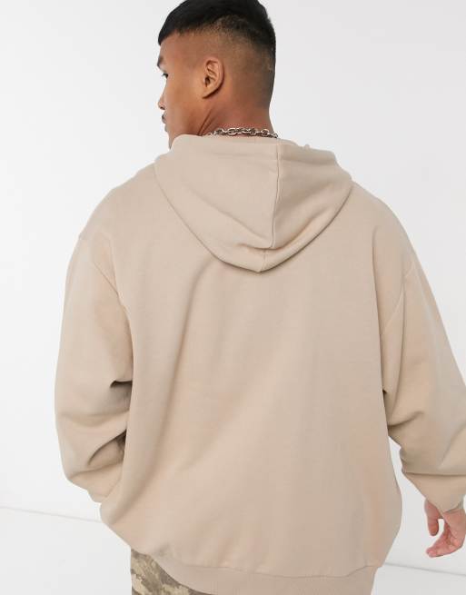 beige zip up hoodie men