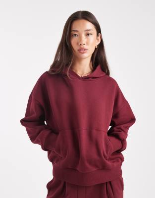 ASOS DESIGN - Oversize-Kapuzenpullover in Burgunderrot mit weicher Innenseite