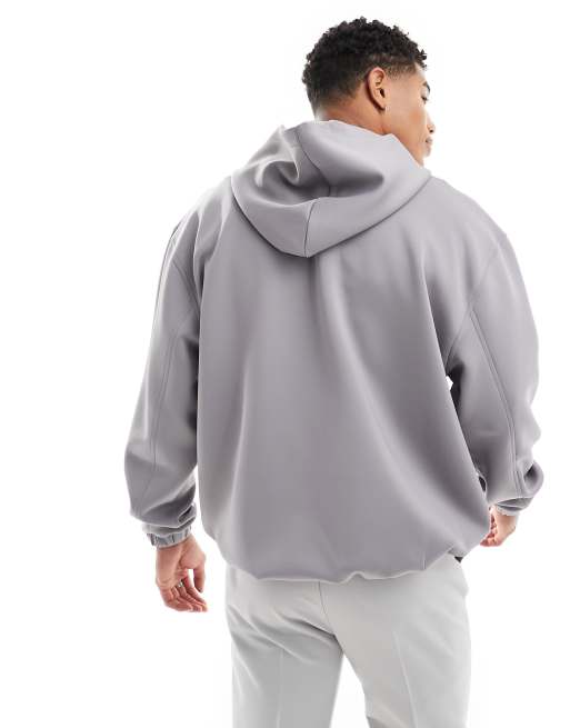 ASOS DESIGN – Oversize-Kapuzenpullover in grauer Neopren-Optik, 4 von 4