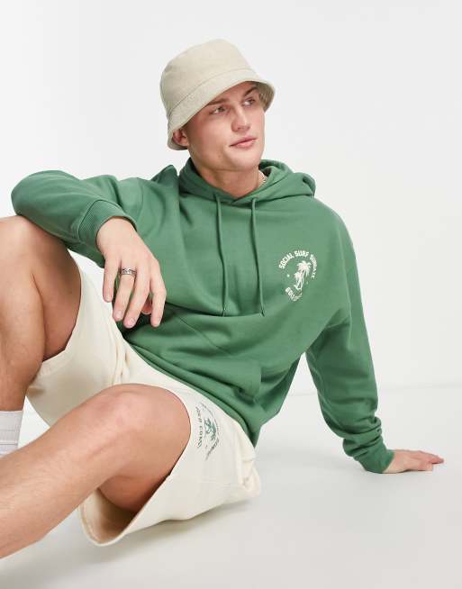 ASOS DESIGN Oversize Kapuzenpullover in Grun mit Surfing Logoprint Kombiteil ASOS