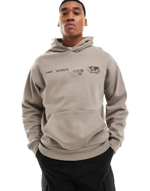 ASOS DESIGN – Oversize-Kapuzenpullover in Hellbraun mit Outdoor-Rückenprint, 4 von 4