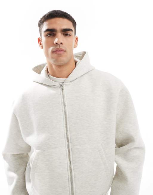 ASOS DESIGN – Oversize-Kapuzenpullover in kalkweißer Neoprenoptik