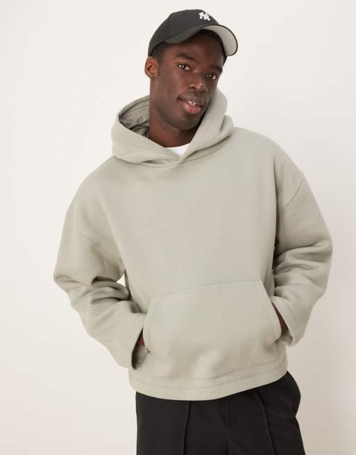 ASOS DESIGN – Oversize-Kapuzenpullover in Khaki mit festem Saum