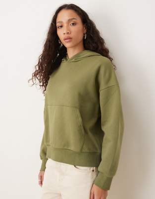 ASOS DESIGN - Oversize-Kapuzenpullover in Khaki mit weicher Innenseite-Grün