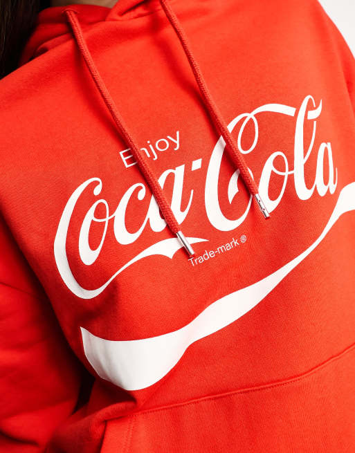 ASOS DESIGN – Oversize-Kapuzenpullover in Rot mit lizenziertem Coca-Cola-Weihnachtsmannmotiv, 4 von 4