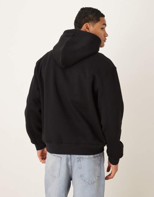 ASOS DESIGN – Oversize-Kapuzenpullover in Schwarz mit Brustprint, 3 von 5