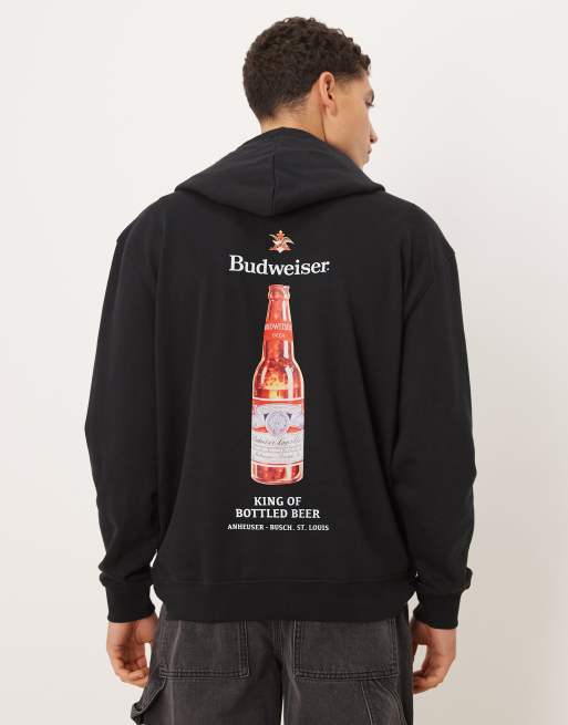 ASOS DESIGN – Oversize-Kapuzenpullover in Schwarz mit Budweiser-Print, 2 von 5