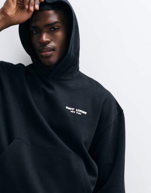 ASOS DESIGN – Oversize-Kapuzenpullover in Schwarz mit Print, 3 von 5
