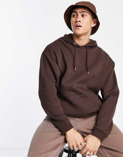 ASOS DESIGN – Oversize-Kapuzenpullover in Tiefbraun