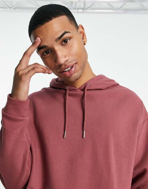 ASOS DESIGN – Oversize-Kapuzenpullover in verwaschenem Rot