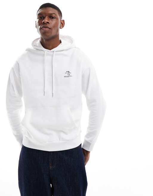 ASOS DESIGN – Oversize-Kapuzenpullover in Weiß mit Print