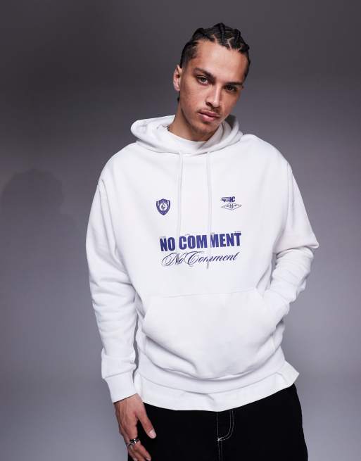 ASOS DESIGN – Oversize-Kapuzenpullover in Weiß mit Prints