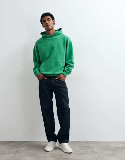 ASOS DESIGN Oversize-Kapuzenpullover mit Acid-Wash in Grün, 3 von 5