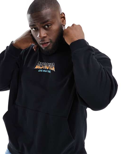 ASOS DESIGN – Oversize-Kapuzenpullover mit Totenkopfmotiv hinten, 2 von 4