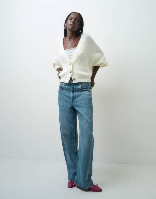 ASOS DESIGN oversize kardigan dzianinowy w kolorze kremowym, 2 z 4