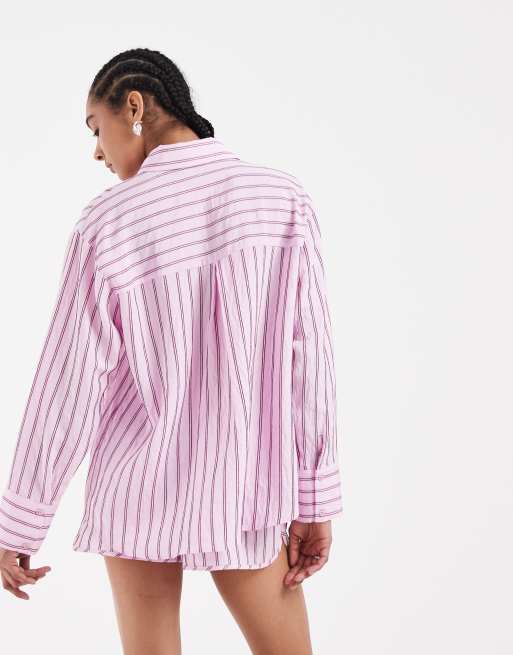 ASOS DESIGN oversize koszula w różowe paski, część zestawu, 2 z 4