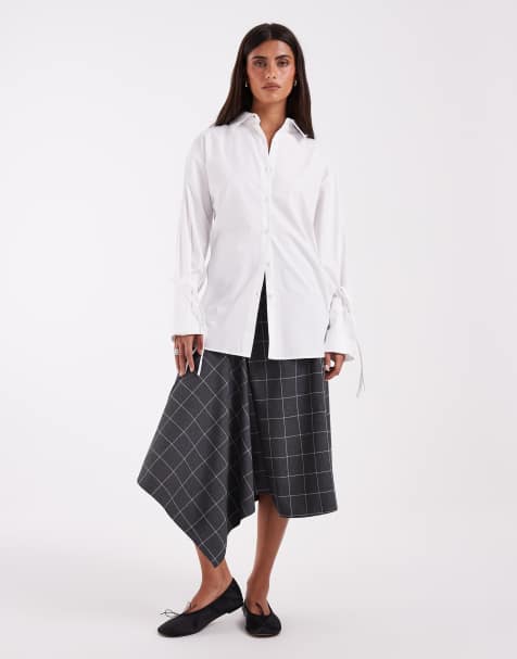 ASOS DESIGN oversize koszula z detalem przy mankietach w kolorze białym - view 1