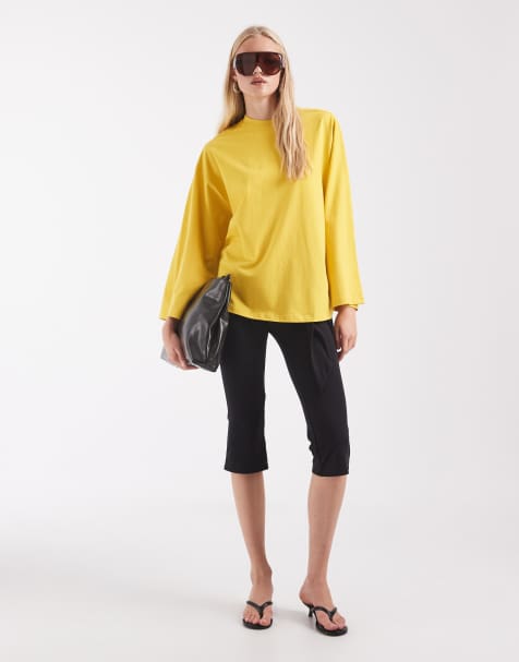 ASOS DESIGN Oversize Langarm-Skater-T-Shirt in Gelb - view 1