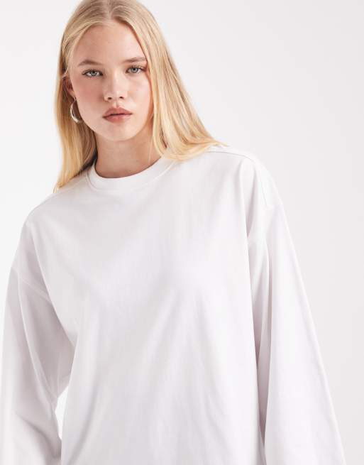 ASOS DESIGN Oversize Langarm-Skater-T-Shirt in Weiß, 3 von 4