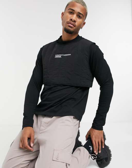 Asos Design Oversize Langarm T Shirt Mit Zweilagigem Design Und Text Stickerei Asos