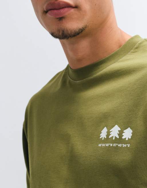 ASOS DESIGN Oversize-Langarmtop mit Logo-Print in Khaki, 4 von 5