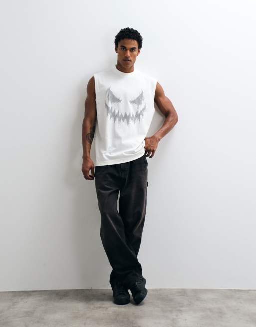 ASOS DESIGN oversize-linne med Halloween-tryck i kräm, 2 av 5