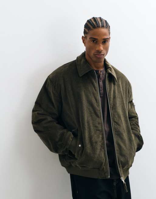 ASOS DESIGN oversize manchester bomberjacka i khaki, 5 av 5