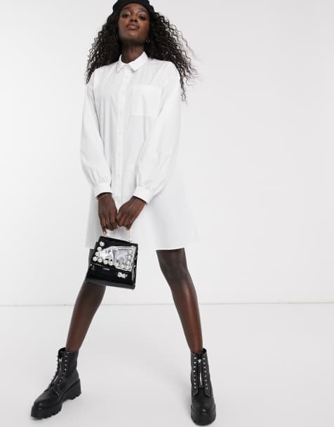 ASOS DESIGN – Oversize-Mini-Hemdkleid aus Baumwolle, in Weiß
