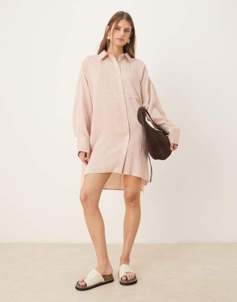 ASOS DESIGN Oversize-Minikleid aus Popeline mit Hemdkragen im Streifenmuster als Kombiteil - view 1