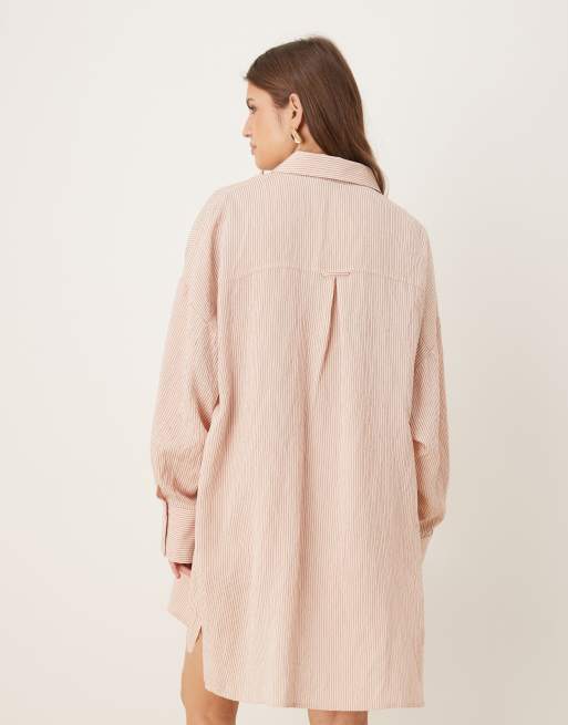 ASOS DESIGN Oversize-Minikleid aus Popeline mit Hemdkragen im Streifenmuster als Kombiteil, 2 von 4