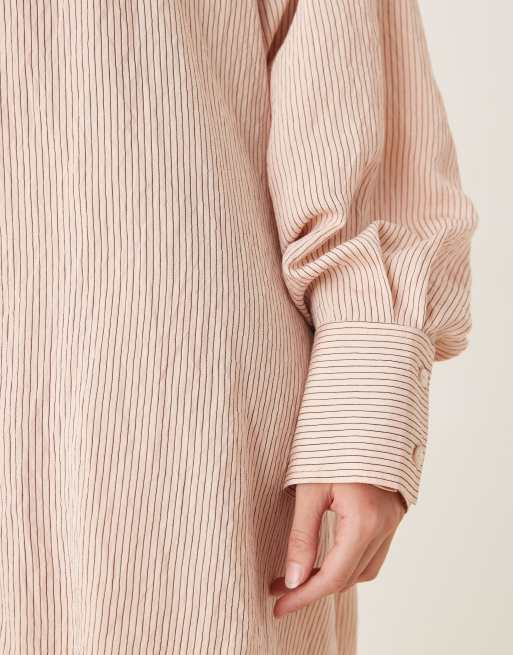 ASOS DESIGN Oversize-Minikleid aus Popeline mit Hemdkragen im Streifenmuster als Kombiteil, 3 von 4