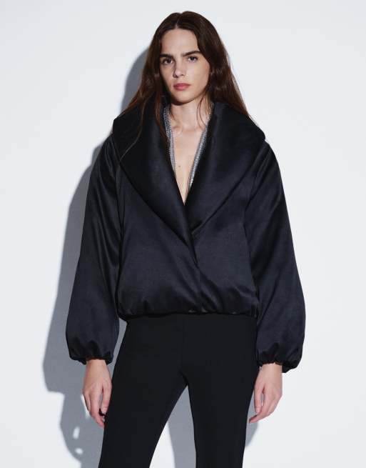 ASOS DESIGN Oversize-Nylonjacke mit Schalkragen in Schwarz, 2 von 4