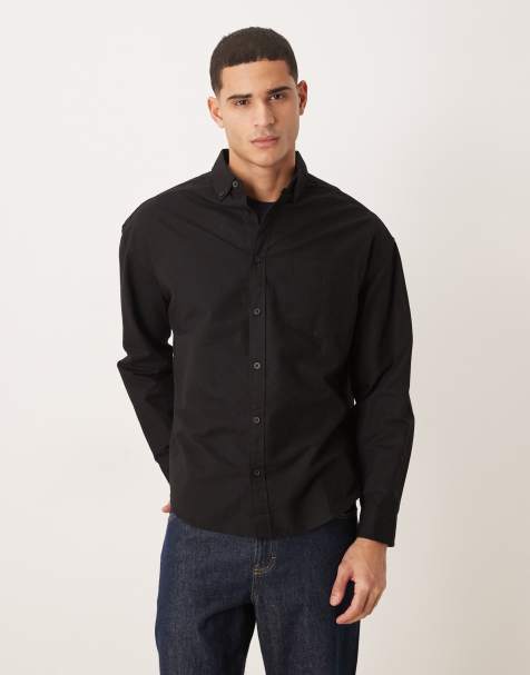 ASOS DESIGN – Oversize-Oxford-Hemd im Stil der 90er in Schwarz - view 1