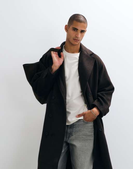 ASOS DESIGN oversize płaszcz z paskiem w kolorze brązowym, 4 z 5