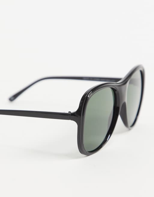 ASOS DESIGN – Oversize-Pilotensonnenbrille in Schwarz mit Kunststoffgestell - BLACK, 3 von 4