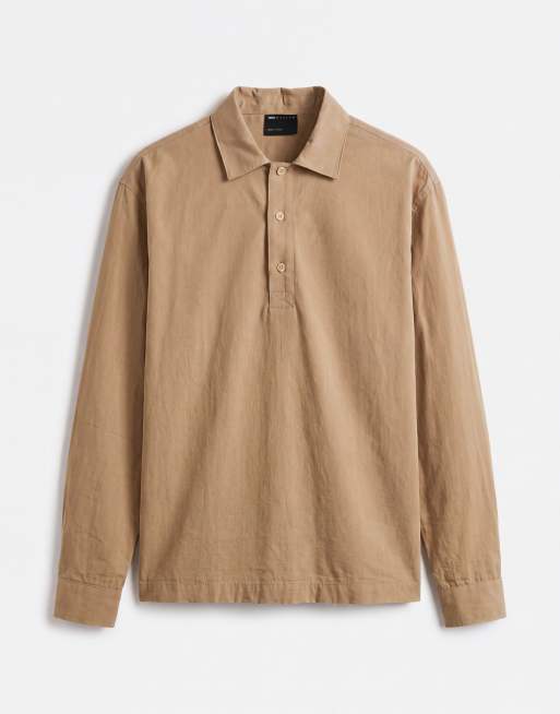 ASOS DESIGN Oversize-Polohemd aus Popeline in Beige, 7 von 10