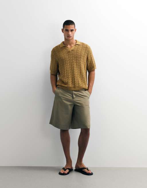 ASOS DESIGN – Oversize-Polohemd aus weitmaschigem, strukturiertem Strick in Bronze, 3 von 9