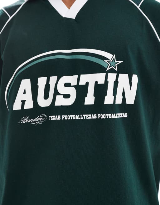 ASOS DESIGN – Oversize-Polohemd in Dunkelgrün mit Sportgrafik und Airtex-Einsätzen , 2 von 4