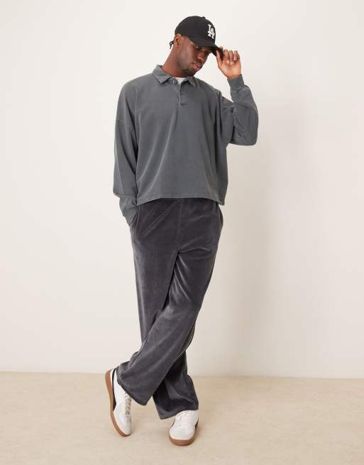 ASOS DESIGN – Oversize-Polopullover in verwaschenem Schwarz mit überschnittenen Schultern, 4 von 4
