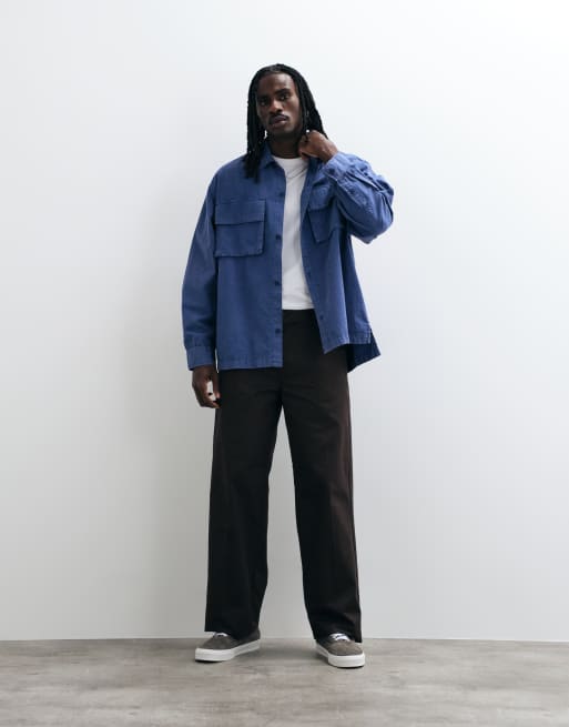ASOS DESIGN Oversize-Popeline-Hemd in Blau, 3 von 5