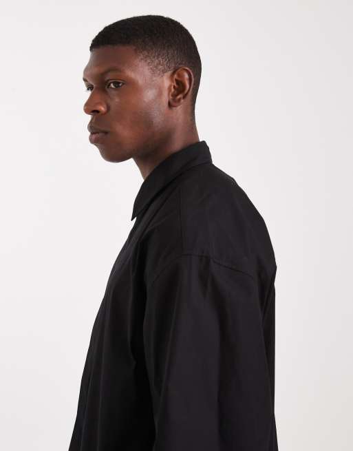 ASOS DESIGN – Oversize-Popelinehemd in Schwarz, 4 von 5