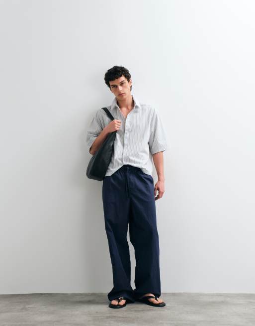 ASOS DESIGN – Oversize-Popelinehemd in Weiß mit Streifen, 2 von 5