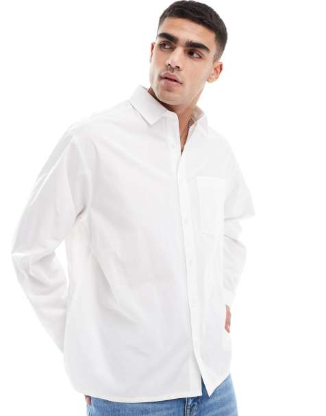 ASOS DESIGN – Oversize-Popelinehemd in Weiß - view 1