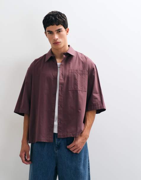 ASOS DESIGN oversize poplinskjorta i lila - view 1