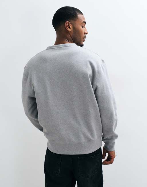 ASOS DESIGN oversize premiumtröja med skåra i halsringningen i gråmelerad, 2 av 10
