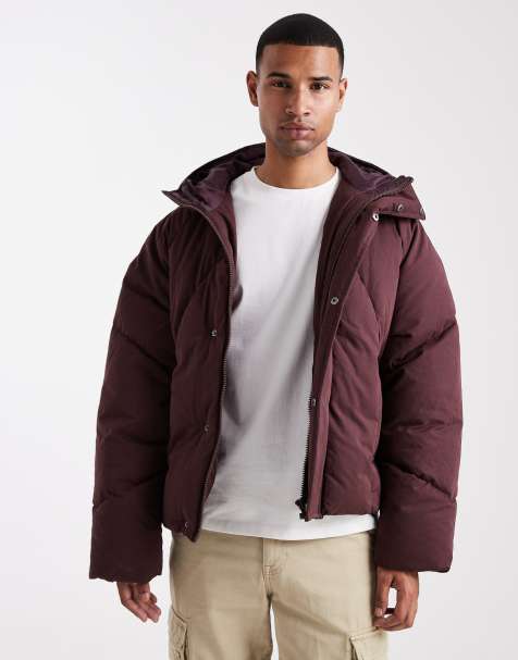 ASOS DESIGN – Oversize-Pufferjacke in Burgunderrot - view 1
