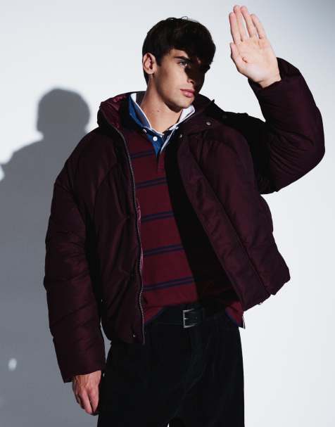 ASOS DESIGN – Oversize-Pufferjacke in Burgunderrot - view 1