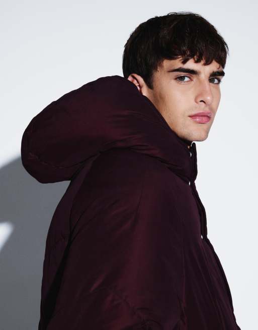 ASOS DESIGN – Oversize-Pufferjacke in Burgunderrot, 3 von 5