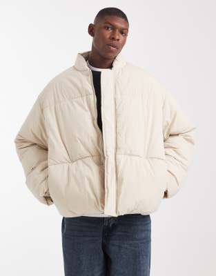 Oversize-Pufferjacke in Ecru-Weiß Weiß 2XL