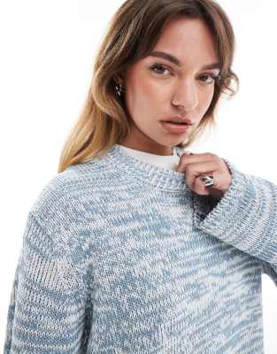 ASOS DESIGN - Oversize-Pullover aus blauem gezwirntem Garn mit Rundhalsausschnitt-Bunt